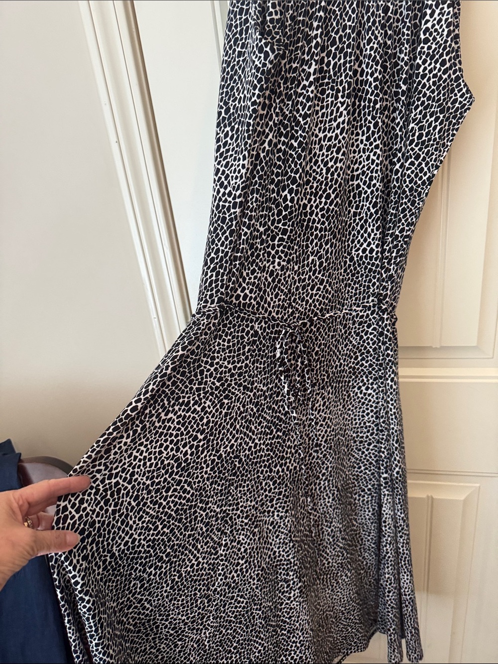 Talbots Black and White Printed Midi Dress